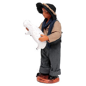 Fanciullo pecora in braccio 15 cm presepe napoletano terracotta