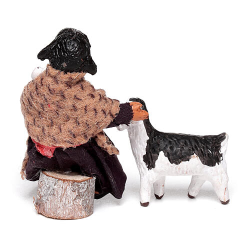 Petite fille qui nourrit un chevreau 13 cm crèche napolitaine terre cuite 4
