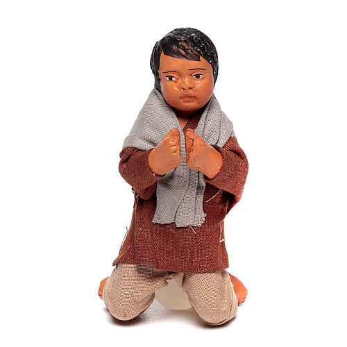 Boy figurine kneeling in prayer for 13 cm Neapolitan nativity terracotta 1