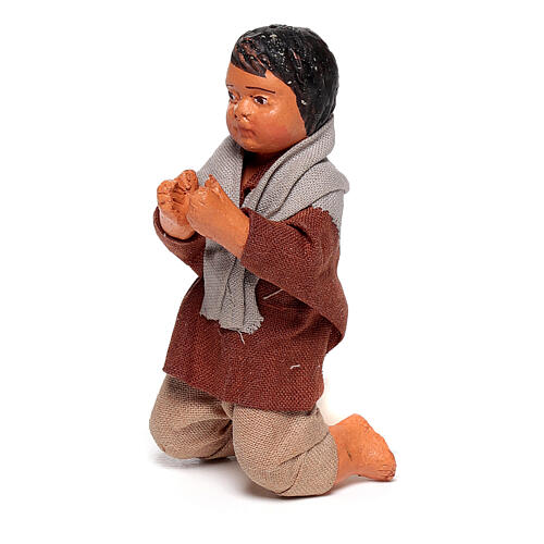 Boy figurine kneeling in prayer for 13 cm Neapolitan nativity terracotta 2