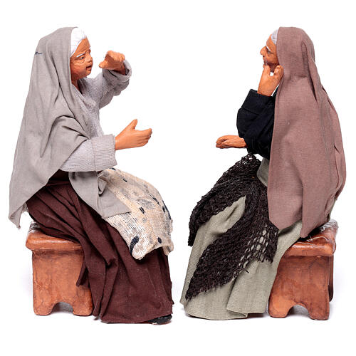 Pair of gossipers Neapolitan nativity scene 15 cm terracotta 3