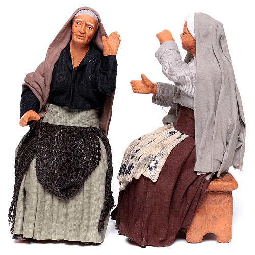 Couple de commères 15 cm crèche napolitaine terre cuite 1