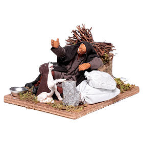Man caresses dog, for 12 cm Neapolitan nativity scene, animated