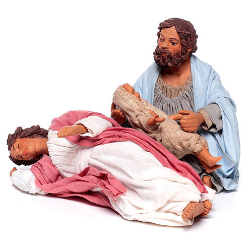 Natividade adormecida para presépio napolitano com figuras de terracota de 24 cm 1
