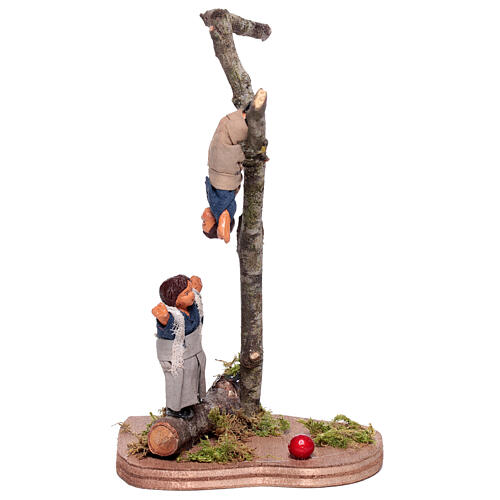 Girl and boy on tree 10 cm Neapolitan nativity scene terracotta 1