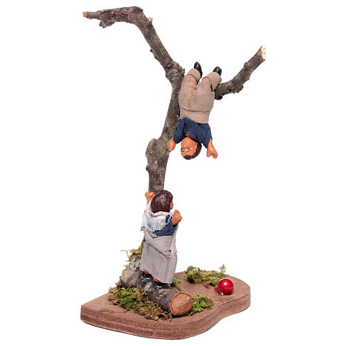 Enfants qui jouent avec arbre 10 cm crèche napolitaine terre cuite 3