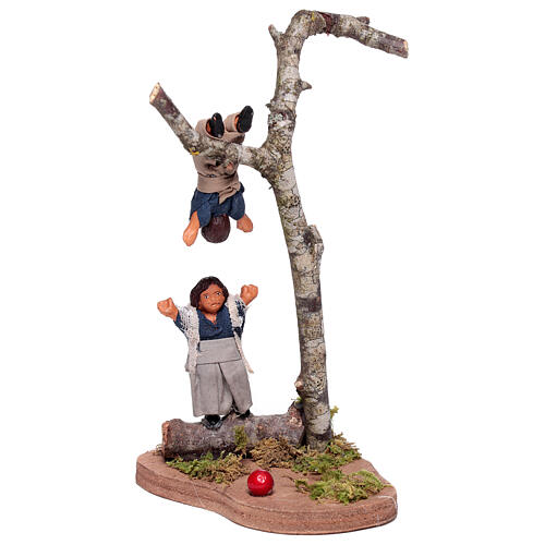 Enfants qui jouent avec arbre 10 cm crèche napolitaine terre cuite 4