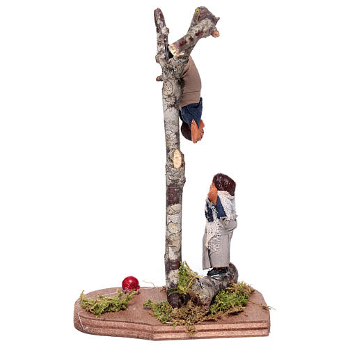 Dziewczynka i chłopiec na drzewie, terakota, szopka neapolitańska 10 cm 5