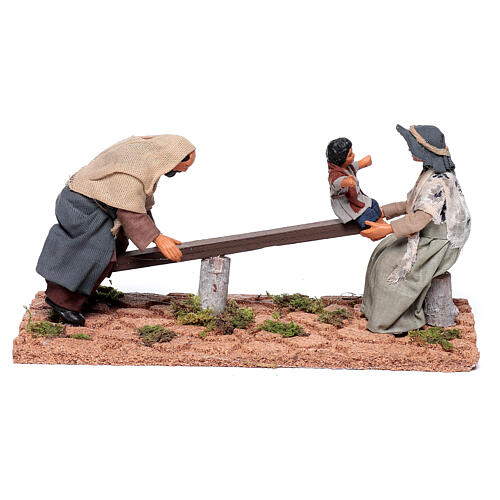 Família na gangorra para presépio napolitano com figuras de terracota de 13 cm 6