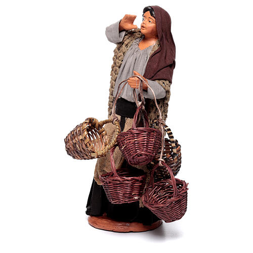 Straw basket seller Neapolitan nativity scene 15 cm terracotta 2