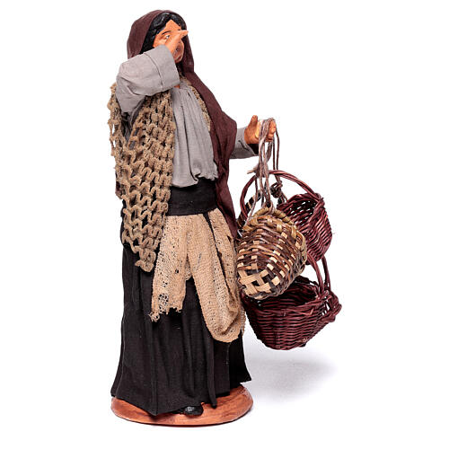 Straw basket seller Neapolitan nativity scene 15 cm terracotta 3