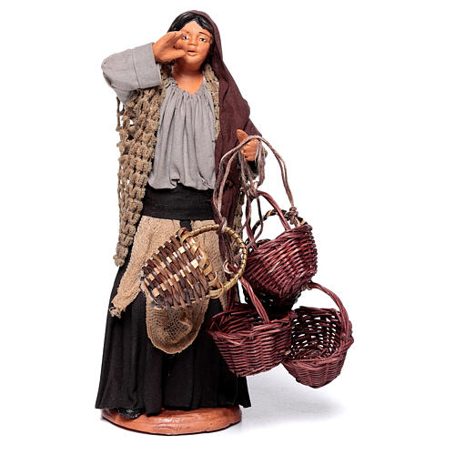 Vendedora de cestas de vime para presépio napolitano com figuras de 15 cm 1