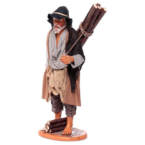 Woodcutter carries firewood for 30 cm terracotta Neapolitan nativity scene 3