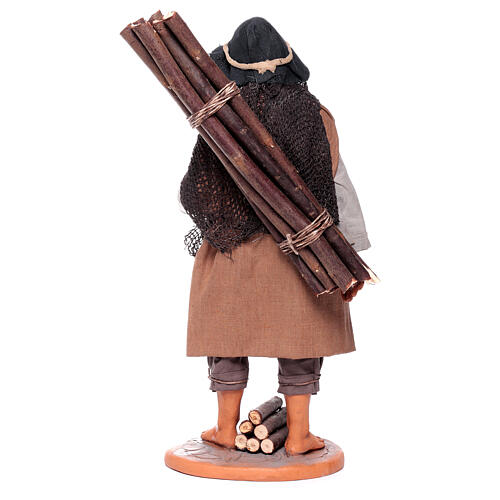 Woodcutter carries firewood for 30 cm terracotta Neapolitan nativity scene 5