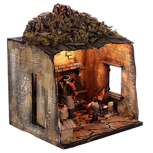 Scena camino 2 fanciulli presepe napoletano movimento 12 cm 5