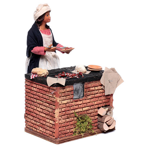 Woman barbecuing Neapolitan nativity scene 24 cm 5