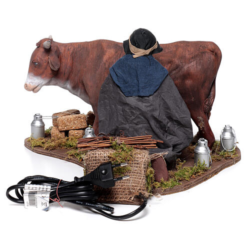 Mann beim Melken, bewegte Krippenszene für 24 cm Krippe im neapolitanischen Stil 8