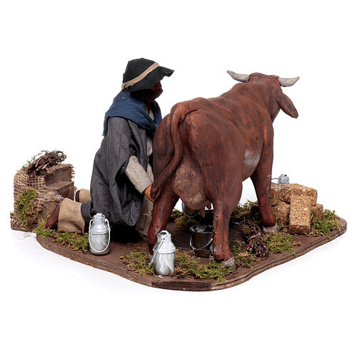 Homem ordenhando uma vaca para presépio napolitano com figuras de 24 cm 7