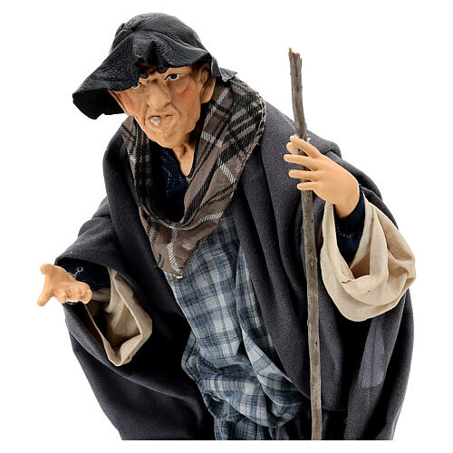 Figurka staruszka z laską, terakota, 45 cm, szopka neapolitańska 2