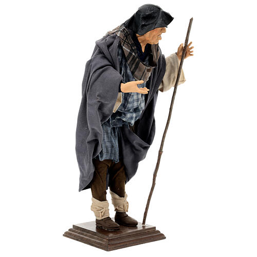 Figurka staruszka z laską, terakota, 45 cm, szopka neapolitańska 4