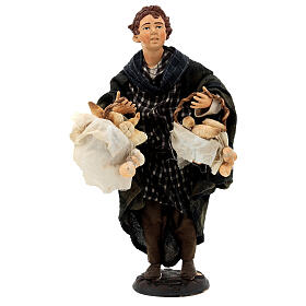 Statuina bambino con pane 35 cm presepe napoletano