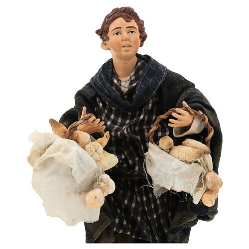 Statue boy carrying bread for 35 cm Neapolitan nativity 2