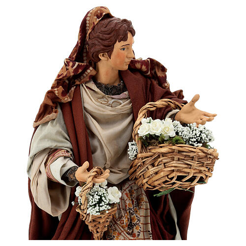 Statua donna con fiori 45 cm presepe napoletano 2