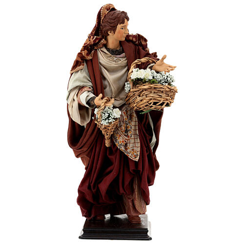 Statue woman with flowers 45 cm Neapolitan nativity 1