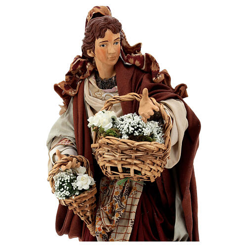 Statue woman with flowers 45 cm Neapolitan nativity 4