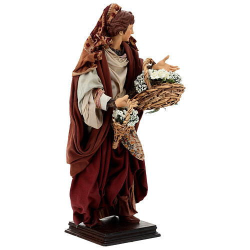 Statue woman with flowers 45 cm Neapolitan nativity 5