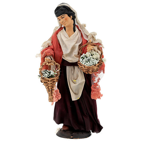 Woman with baskets of flowers, statue for Neapolitan Nativity Scene with 35 cm characters 1