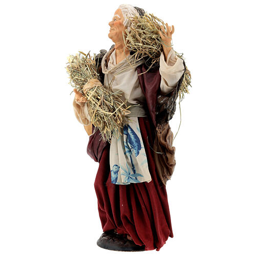 Woman with hay, statue for Neapolitan Nativity Scene with 35 cm characters 3