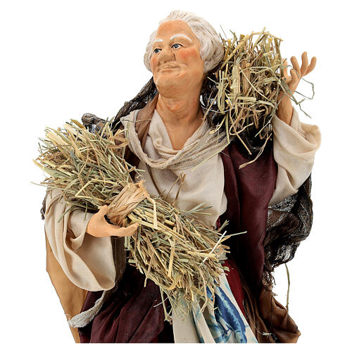 Statuina donna con fieno 35 cm presepe napoletano 2