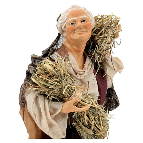 Statuina donna con fieno 35 cm presepe napoletano 4