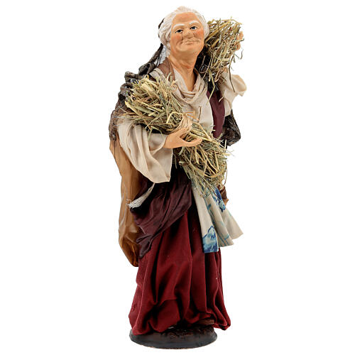 Statuina donna con fieno 35 cm presepe napoletano 5