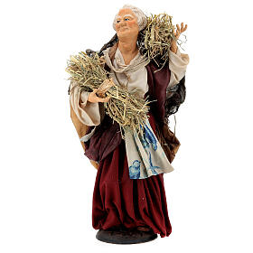 Woman with hay figurine 35 cm Neapolitan nativity scene