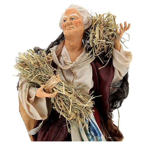 Woman with hay figurine 35 cm Neapolitan nativity scene 2