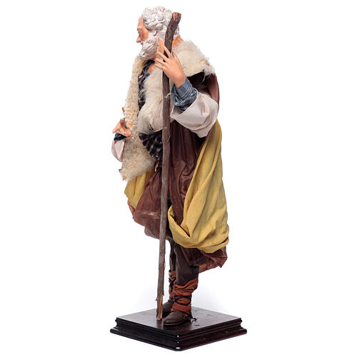 Man with wooden staff statue terracotta 45 cm Neapolitan nativity 2
