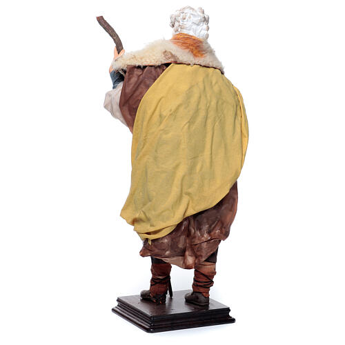 Man with wooden staff statue terracotta 45 cm Neapolitan nativity 3