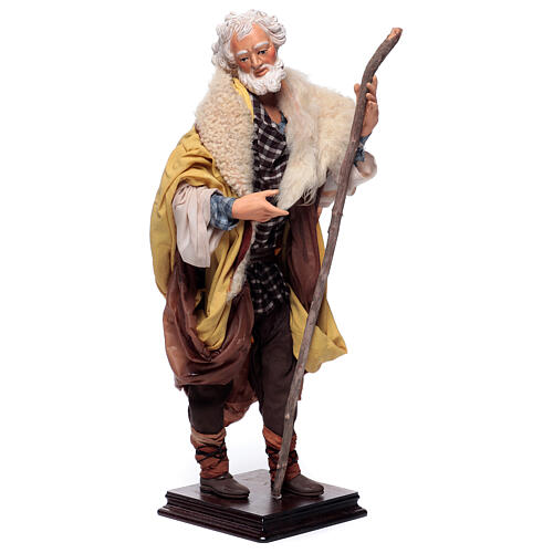 Man with wooden staff statue terracotta 45 cm Neapolitan nativity 4
