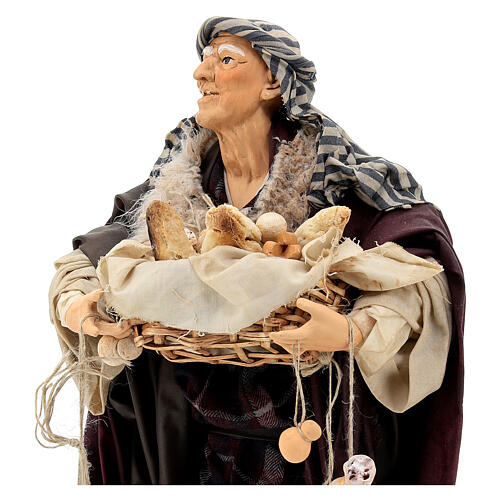 Figurka z terakoty mężczyzna z koszem, 45 cm, szopka neapolitańska 4
