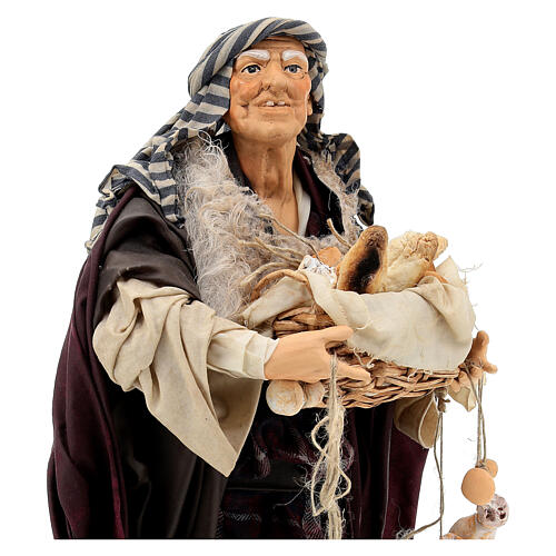 Figurka z terakoty mężczyzna z koszem, 45 cm, szopka neapolitańska 6