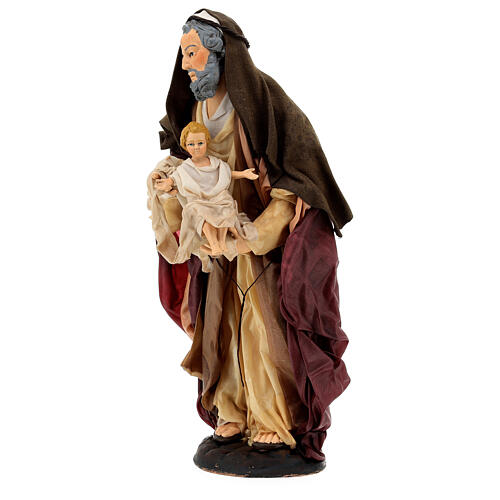 Heiliger Joseph Figur aus Terrakotta mit Kind 30 cm neapolitanische Krippe 3