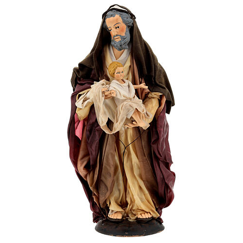 St Joseph with baby Jesus statue 30 cm terracotta Neapolitan nativity 1