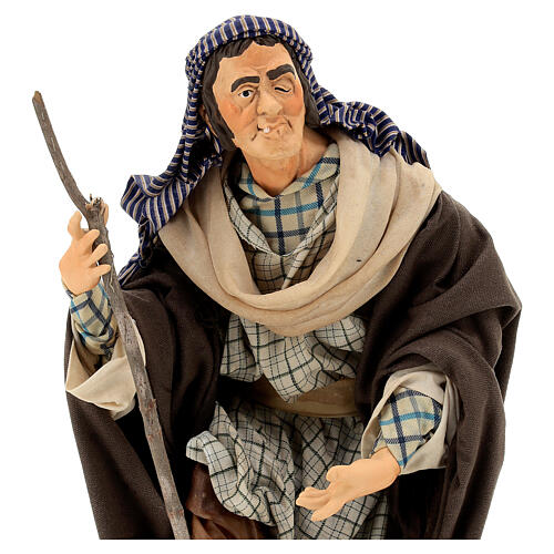 Figurka z terakoty mężczyzny z laską, 45 cm, do szopki neapolitańskiej 2