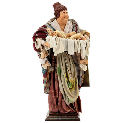 Frau Figur aus Terrakotta mit Caciotta Käse 45 cm neapolitanische Krippe 1