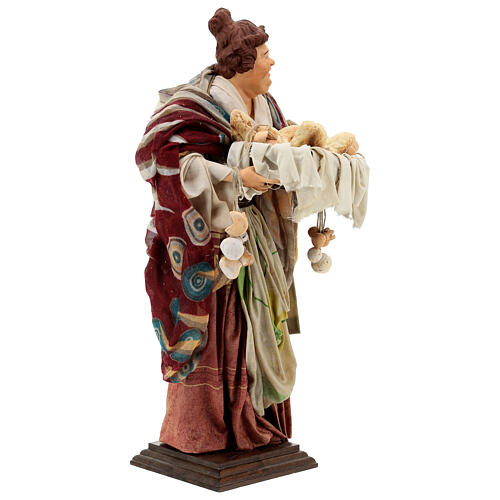 Terracotta statue woman with caciotta cheese 45 cm Neapolitan nativity 5
