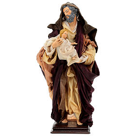Heiliger Joseph Figur aus Terrakotta mit Kind 45 cm neapolitanische Krippe