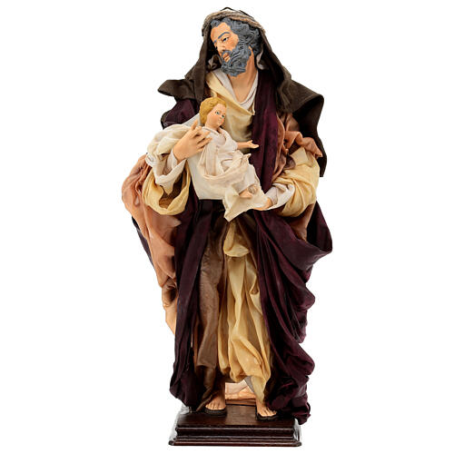 Heiliger Joseph Figur aus Terrakotta mit Kind 45 cm neapolitanische Krippe 1