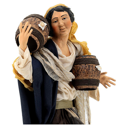 Woman with small barrels, statue for Neapolitan Nativity Scene of 35 cm 4